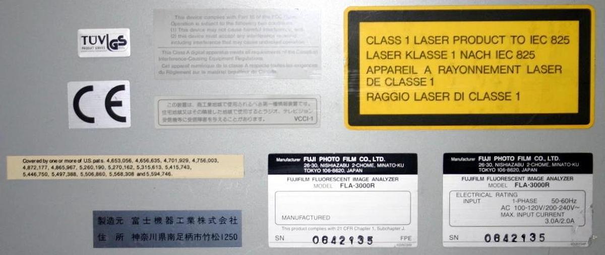 Used FUJIFILM FLUORESCENT IMAGE ANALYZER, MODEL FLA-3000R