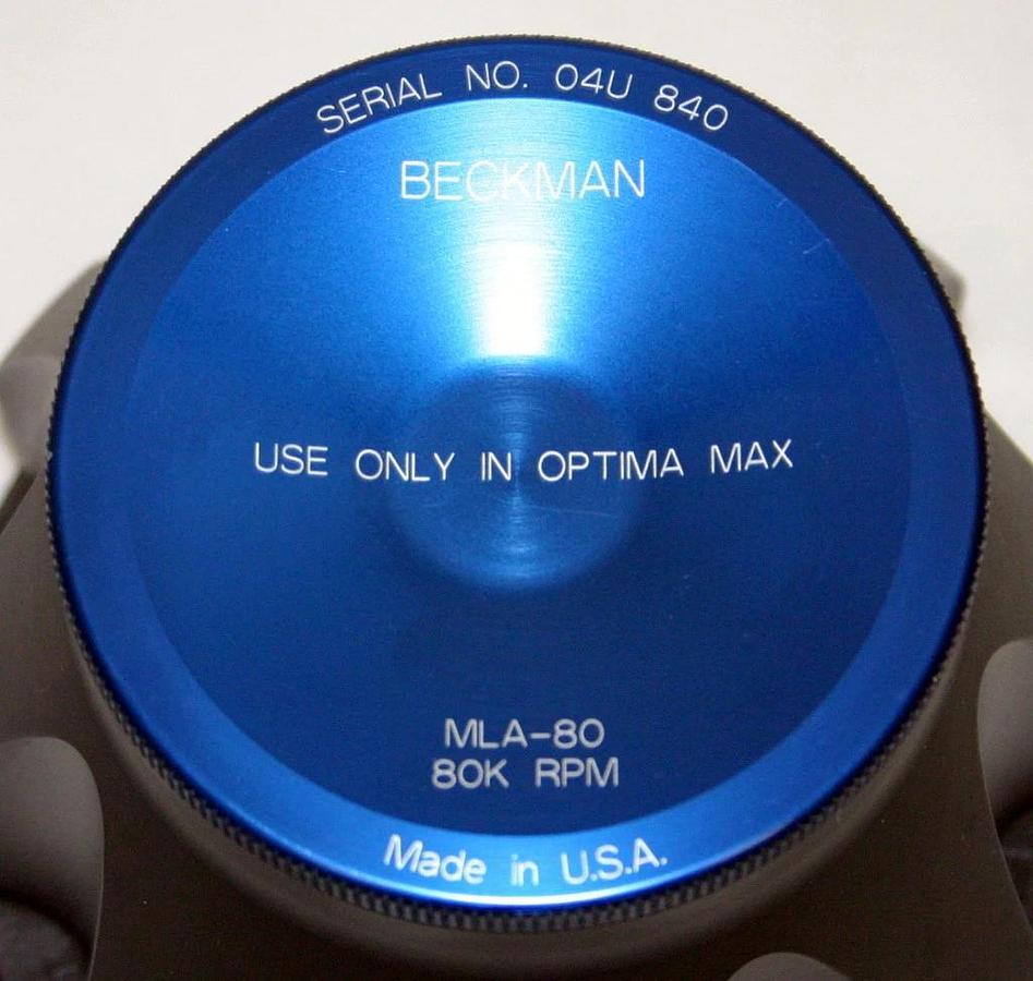 BECKMAN ULTRACENTRIFUGE FIXED ANGLE TITANIUM ROTOR, MODEL MLA-80, 8 x 8.0ML