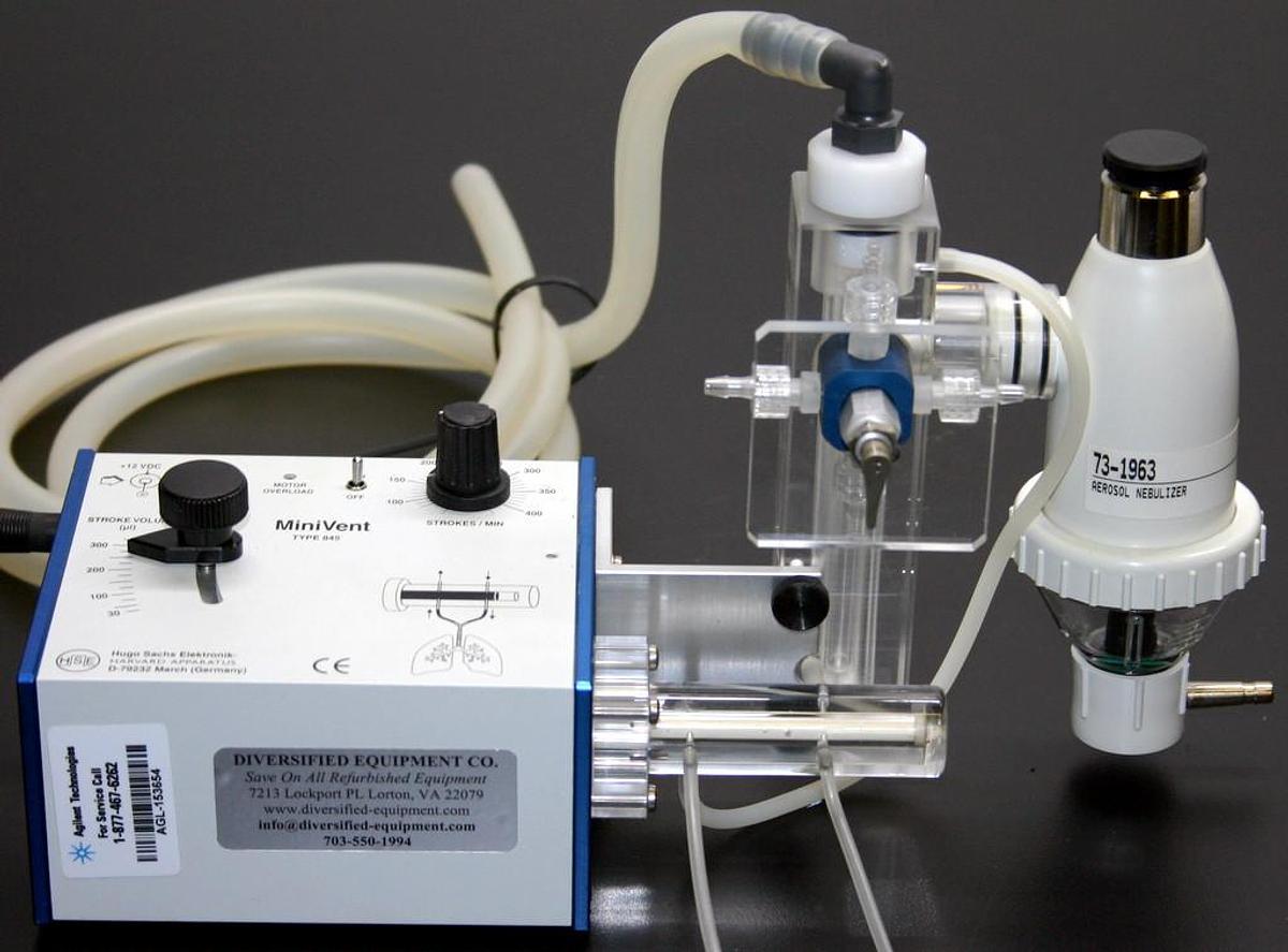 Used HSE HUGO SACHS ELEKTRONIK MOUSE VENTILATOR MINIVENT, MODEL 845 WITH NEBULIZER