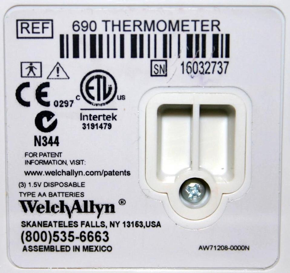 Used WELCH ALLYN DIGITAL ELECTRONIC THERMOMETER SURETEMP PLUS 690