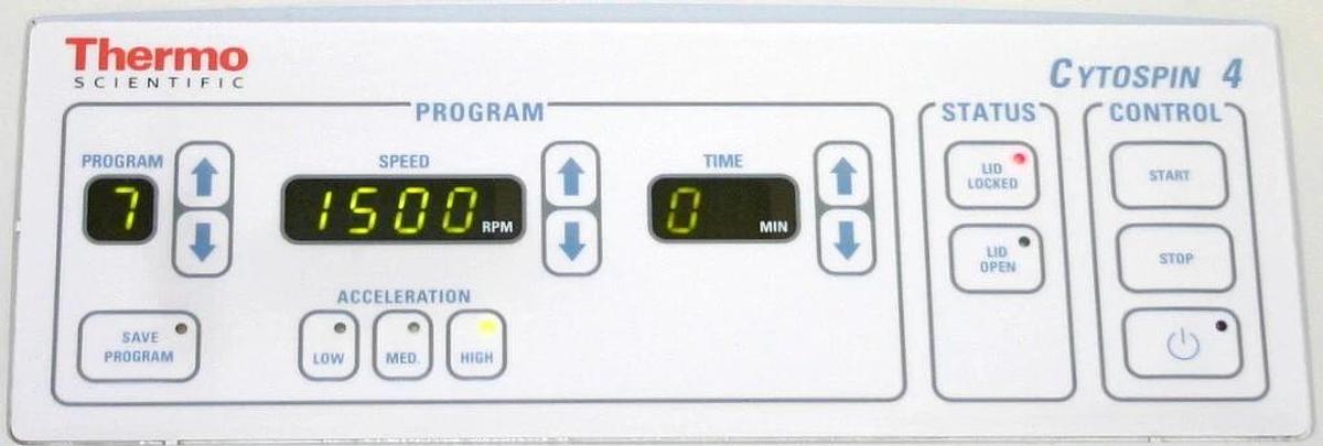 Used THERMO SCIENTIFIC SHANDON CYTOCENTRIFUGE, MODEL CYTOSPIN 4 WITH ROTOR