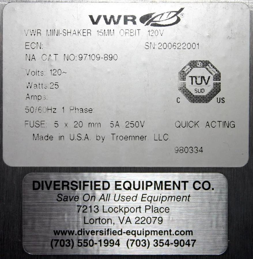 Used VWR MINI ORBITAL SHAKER 15, MODEL 97109-890