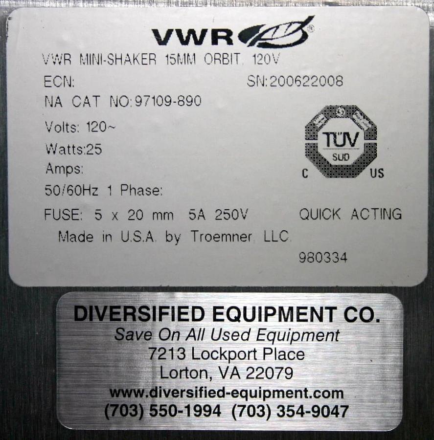 Used VWR MINI ORBITAL SHAKER 15, MODEL 97109-890