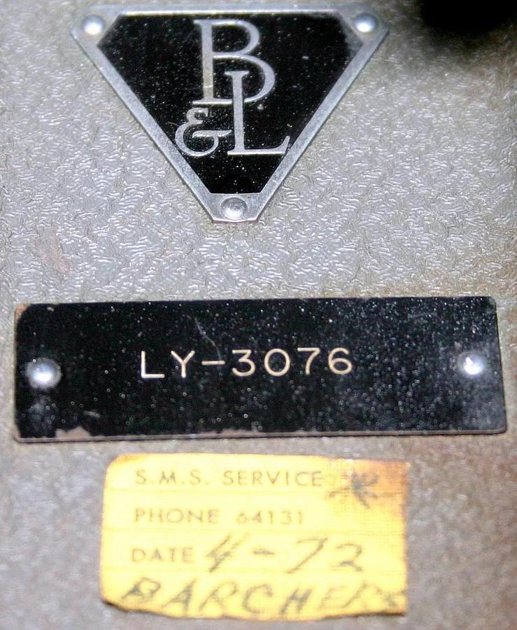 Used BAUSCH & LOMB, B & L ANTIQUE 1947 PHOTOMICROSCOPE WITH WOOD CABINET & ACCYS.