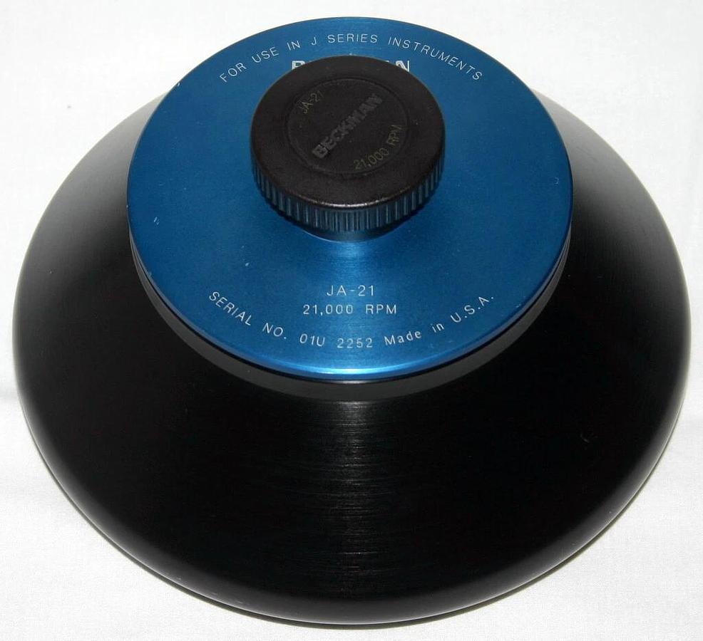 Used BECKMAN FIXED ANGLE ROTOR, MODEL JA-21, CATALOG 334845, 18 x 10 mL, 21,000 RPM