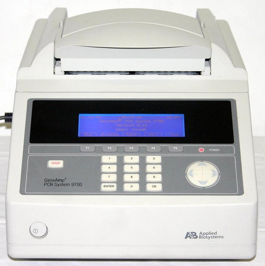 Used APPLIED BIOSYSTEMS ABI GENEAMP PCR SYSTEM 9700 WITH DUAL 96 WELL ALUM BLOCK