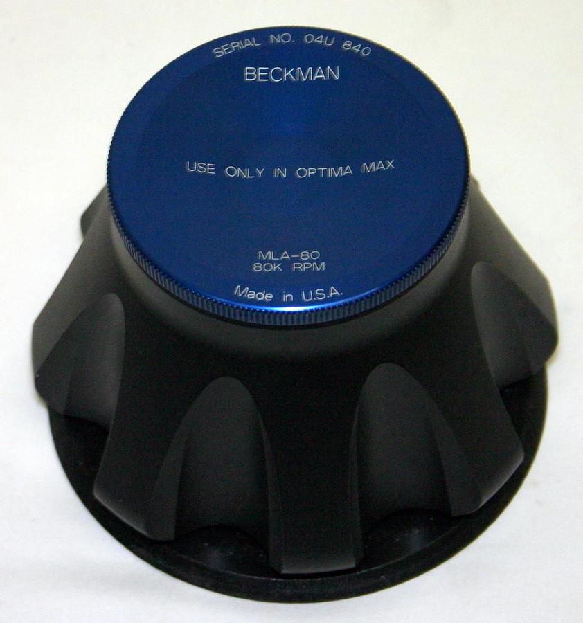 BECKMAN ULTRACENTRIFUGE FIXED ANGLE TITANIUM ROTOR, MODEL MLA-80, 8 x 8.0ML