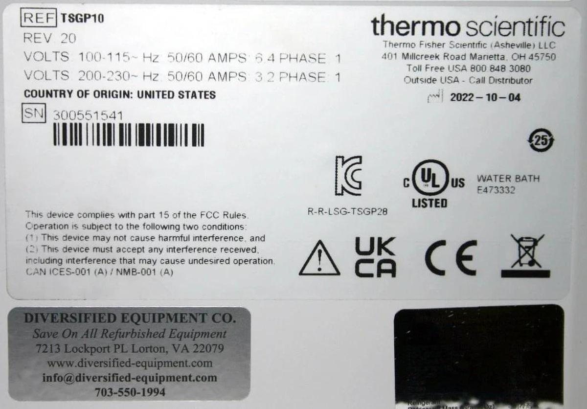 THERMO SCIENTIFIC PRECISION WATER / BEAD BATH, MODEL TSPG10, GP 10, 10 LITER