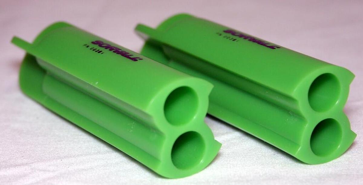 Used SORVALL ADAPTERS, MODEL 00381, (PAIR) 2 PLACE X 4 ML (GREEN) FOR 50ML ROTORS