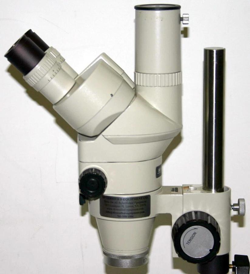 Used NIKON TRINOCULAR STEREOZOOM MICROSCOPE WITH BASE, MODEL SMZ-2T