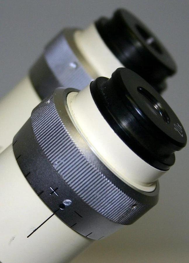 Used WILD HEERBRUGG STEREO MICROSCOPE, MODEL M7A W/ ADJUSTABLE IRIS, STAND & LIGHT