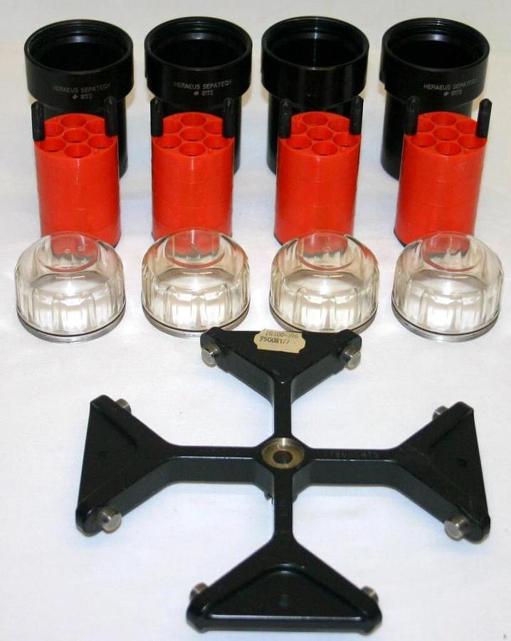 Used THERMO SCIENTIFIC HERAEUS SWINGING BUCKET ROTOR, MODEL 75008179 WITH BUCKETS