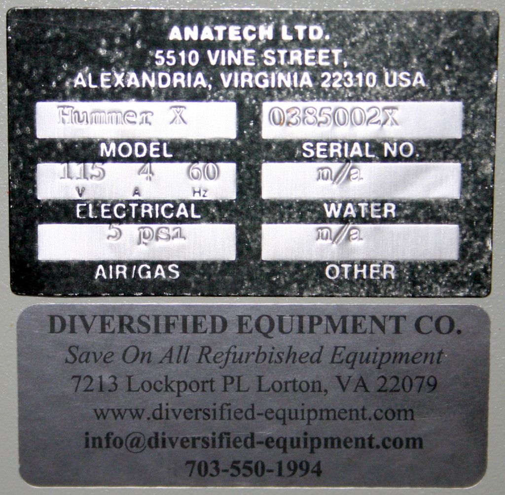 Used ANATECH DC SPUTTER COATER SYSTEM, MODEL HUMMER X