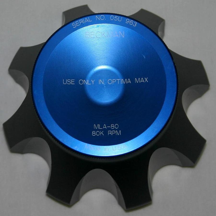 Used BECKMAN ULTRACENTRIFUGE FIXED ANGLE TITANIUM ROTOR, MODEL MLA-80, 8 x 8.0ML