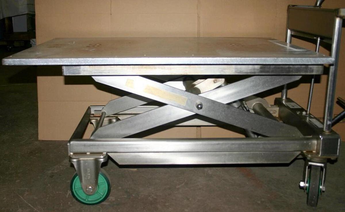 Used VESTIL STAINLESS STEEL HYDRAULIC SCISSOR LIFT CART, MODEL CART-1100-SS