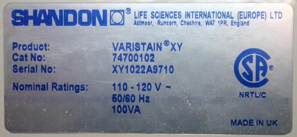 Used SHANDON MULTI-PROGRAM ROBOTIC SLIDE STAINER, MODEL VARISTAIN XY