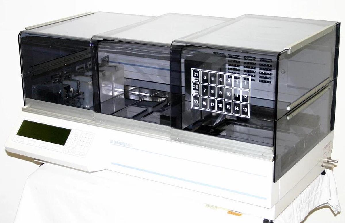 Used SHANDON MULTI-PROGRAM ROBOTIC SLIDE STAINER, MODEL VARISTAIN XY