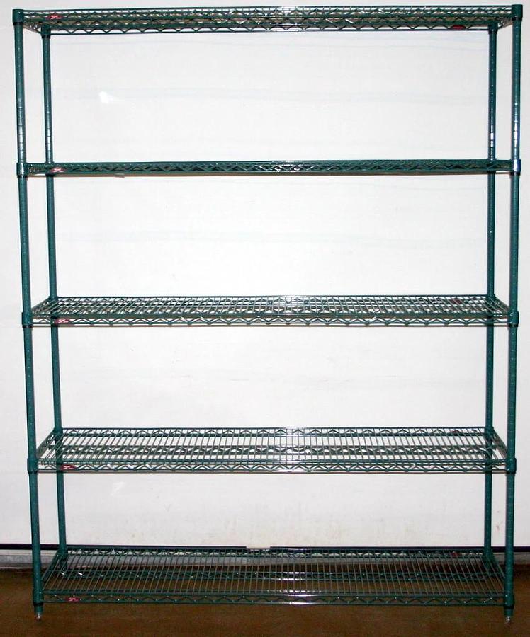 Refurbished METRO SUPER ERECTA 5 SHELF GREEN ANTIMICROBIAL SHELVING RACKS RACKING 1860-56NK3