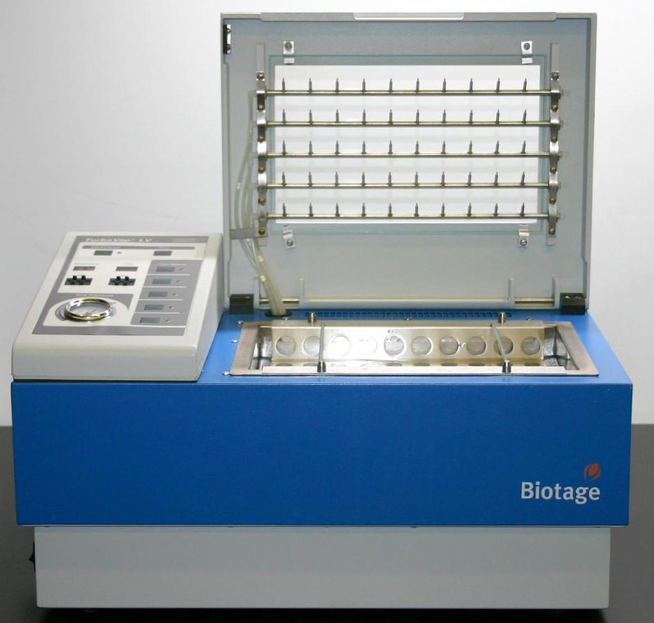 Used BIOTAGE TURBOVAP LV EVAPORATOR CONCENTRATION WORKSTATION WITH RACK