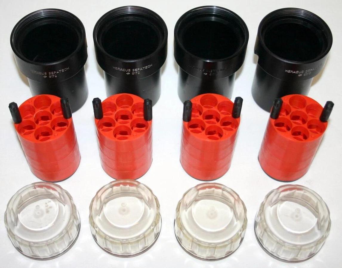 Used THERMO SCIENTIFIC HERAEUS SWINGING BUCKET ROTOR, MODEL 75008179 WITH BUCKETS