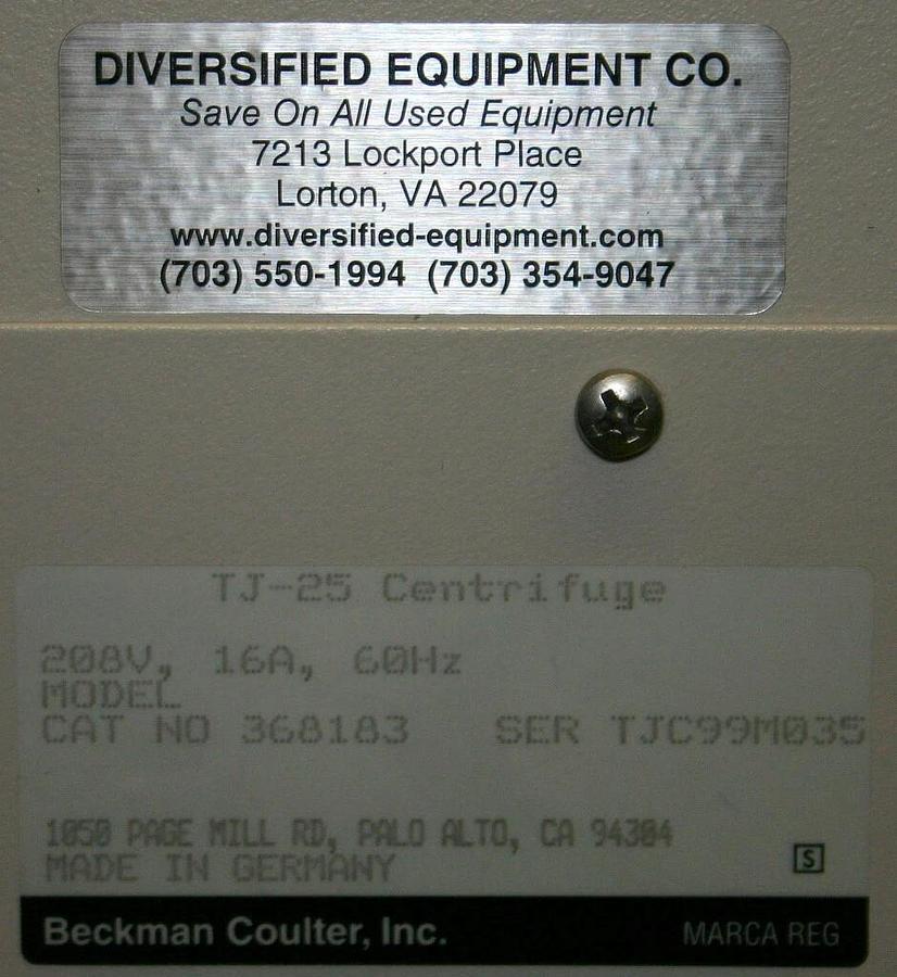 Used BECKMAN COULTER REFRIGERATED HIGH SPEED CENTRIFUGE, MODEL TJ-25 WITH S5700 ROTOR