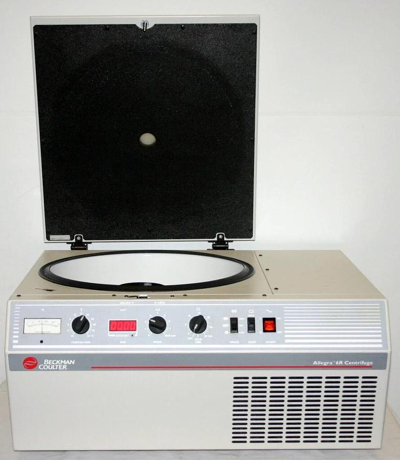 Used BECKMAN COULTER CENTRIFUGE, MODEL ALLEGRA-6R WITH GH-3.8 ROTOR AND BUCKETS