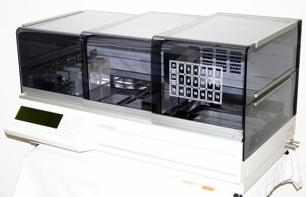 Used SHANDON MULTI-PROGRAM ROBOTIC SLIDE STAINER, MODEL VARISTAIN XY