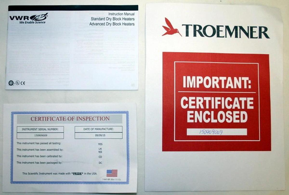 Used VWR DIGITAL DUAL DRY BLOCK HEATER, MODEL 10027-036 WITH CAL CERIFICATE AND PROBE