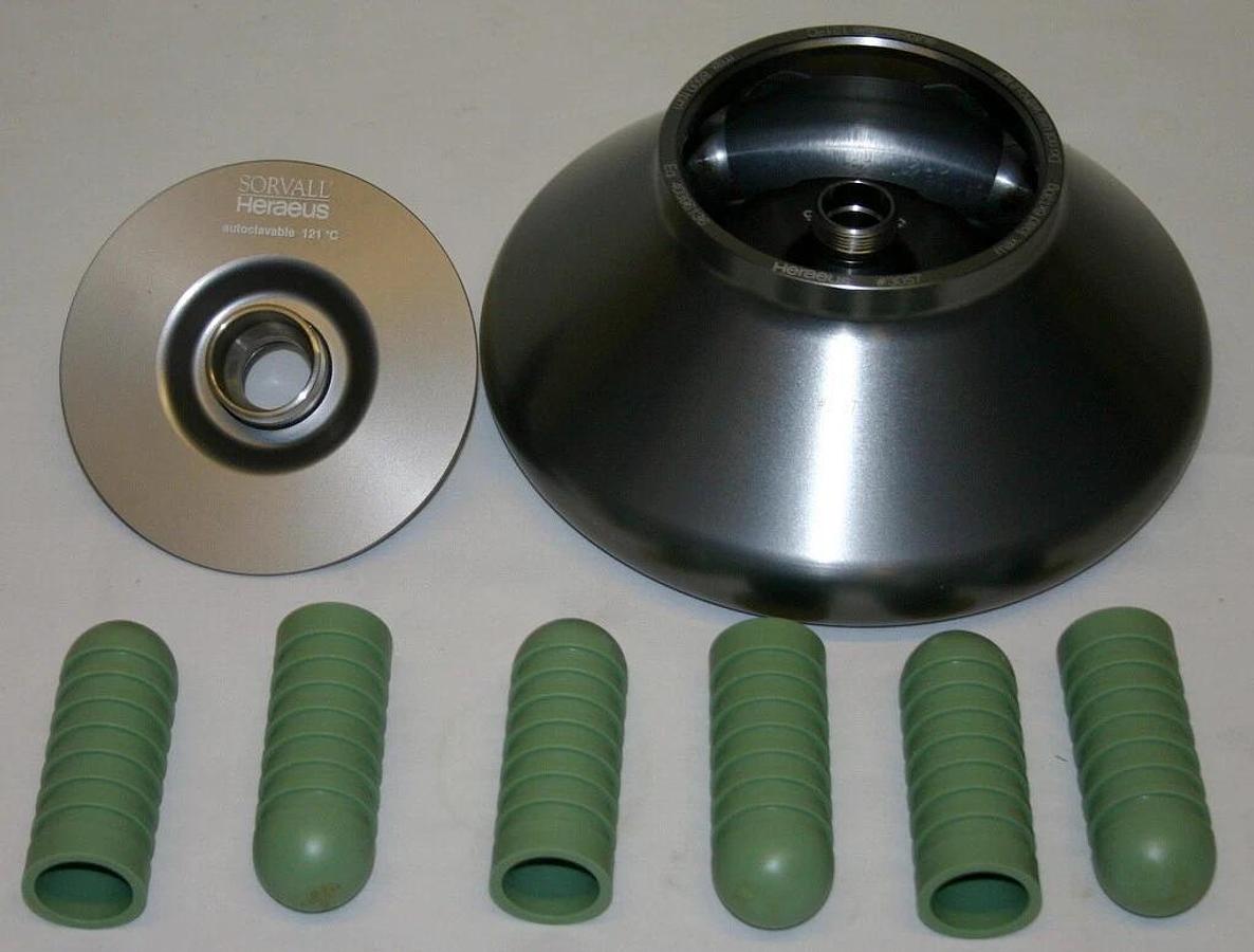 SORVALL HERAEUS FIXED ANGLE ROTOR, MODEL 75003057 WITH 50 ML CONICAL ADAPTER