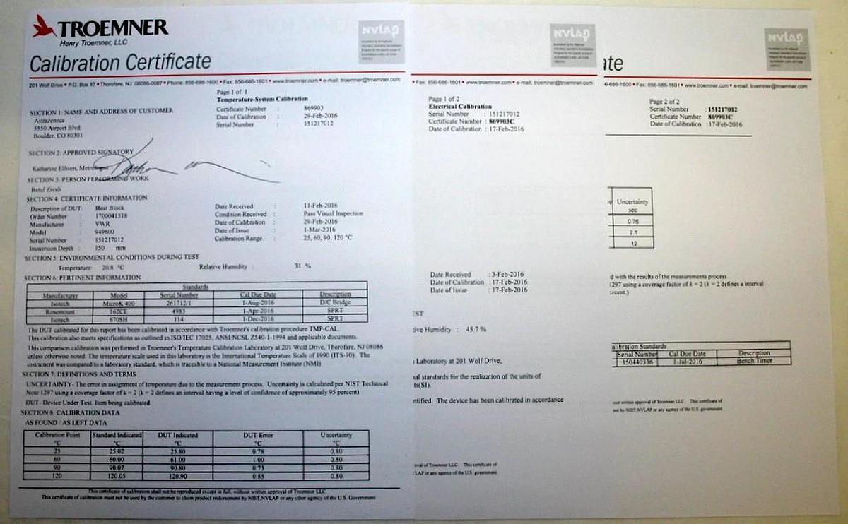 Used VWR DIGITAL SINGLE DRY BLOCK HEATER, MODEL 10027-210 + CAL CERTIFICATE AND PROBE