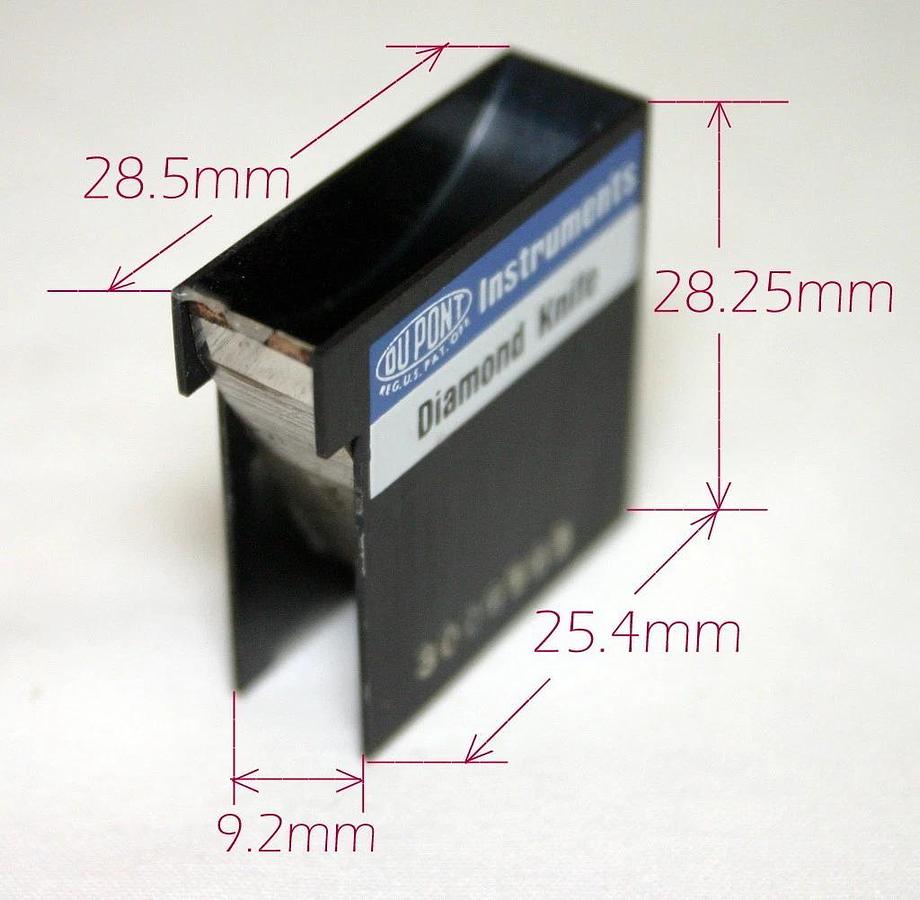 Used DUPONT DIAMOND KNIFE FOR ULTRAMICROTOMY 45 DEGREE INCLUDED ANGLE TYPE SU STYLE N
