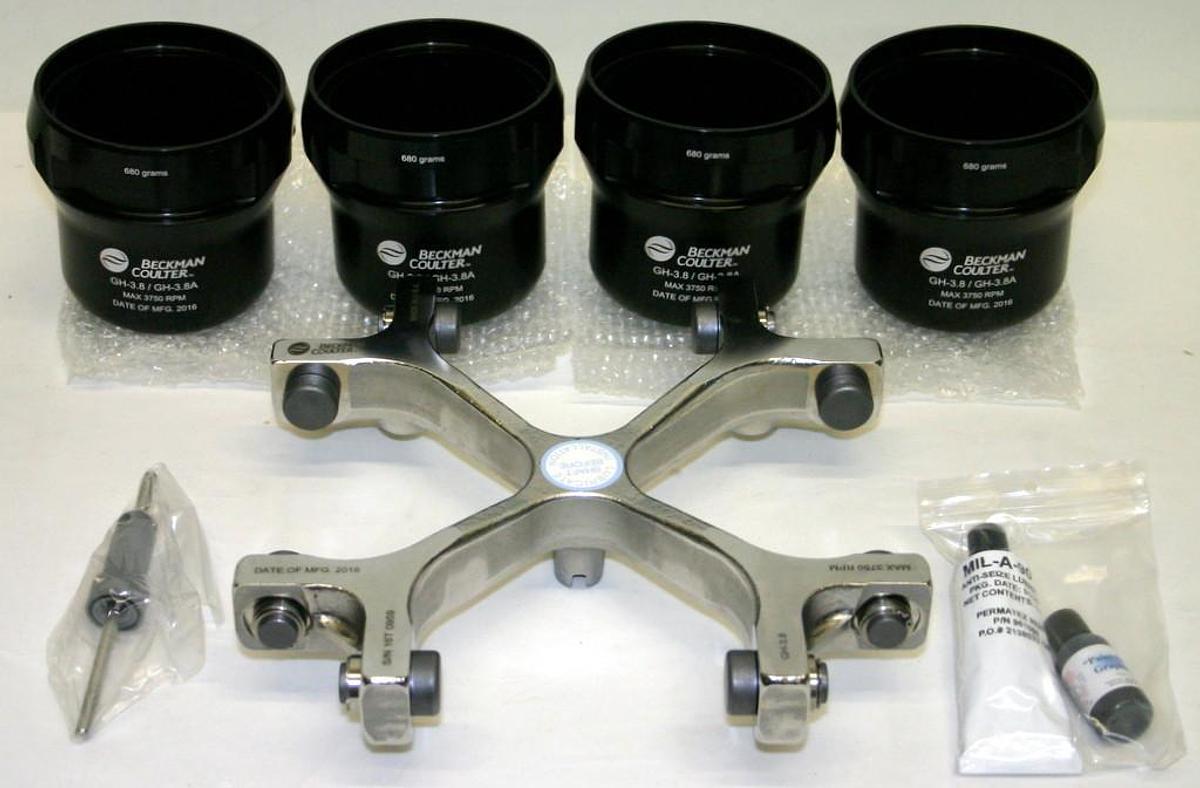 Used BRAND NEW 2016 BECKMAN COULTER SWINGING-BUCKET ROTOR, MODEL GH-3.8, 4 x 750 ML