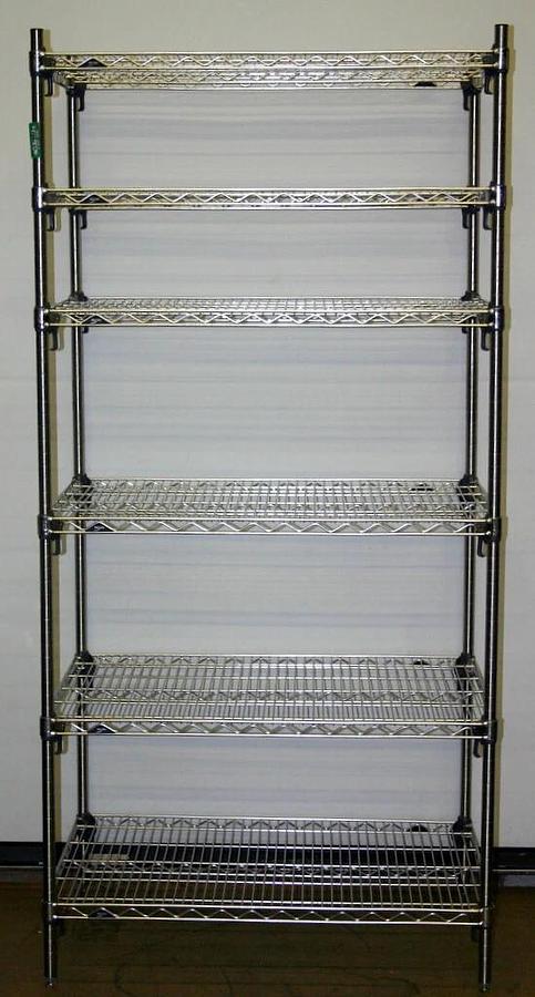 METRO SUPER ADJUSTABLE ERECTA 6 SHELF STAINLESS SHELVING RACK, 36"L x 24"W x 74H