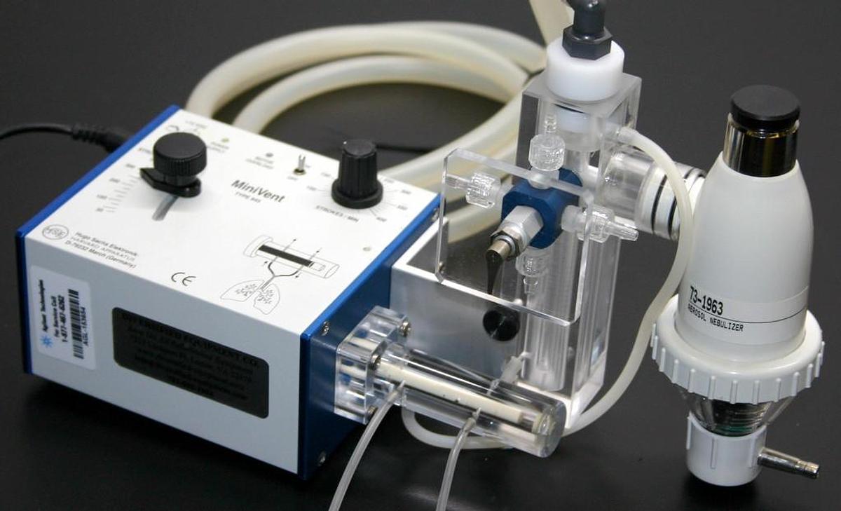 Used HSE HUGO SACHS ELEKTRONIK MOUSE VENTILATOR MINIVENT, MODEL 845 WITH NEBULIZER
