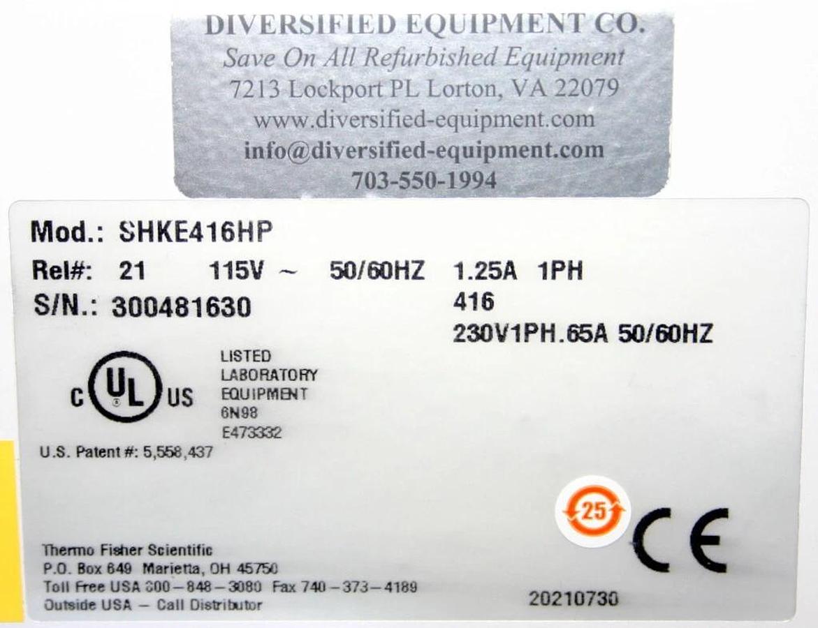 THERMO SCIENTIFIC MAXQ 416 HP CO2 RESISTANT DIGITAL SHAKER, MODEL SHKE416HP