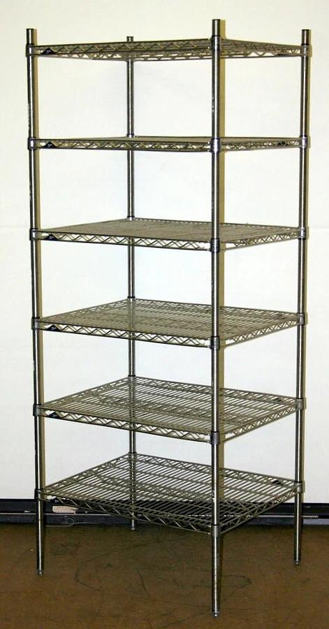 METRO SUPER ERECTA 6 SHELF STAINLESS SHELVING RACK,30Lx24Wx74H, MODEL 2430-56NS