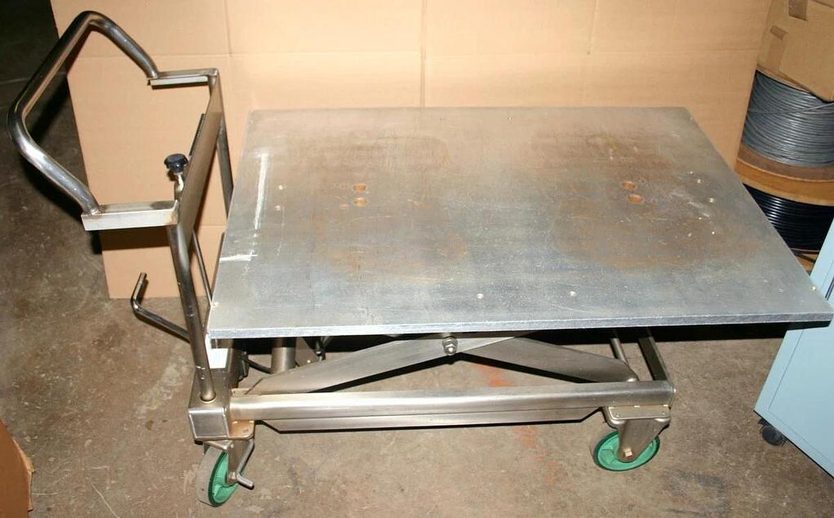 Used VESTIL STAINLESS STEEL HYDRAULIC SCISSOR LIFT CART, MODEL CART-1100-SS