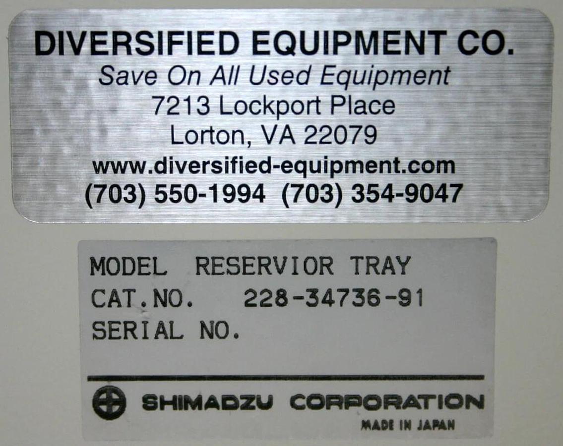 Used SHIMADZU HPLC RESERVOIR TRAY, MODEL 228-34736-91
