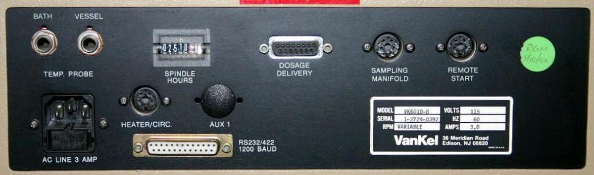 Used VANKEL DISSOLUTION TESTING STATIONS, MODEL VK6010-8 WITH VK650A CIRCULATOR