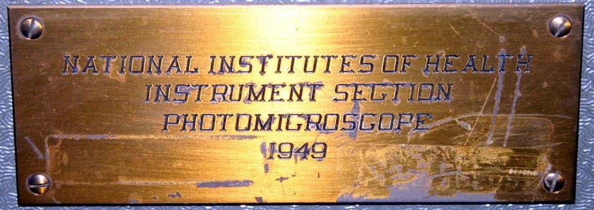 Used BAUSCH & LOMB, B & L ANTIQUE 1947 PHOTOMICROSCOPE WITH WOOD CABINET & ACCYS.