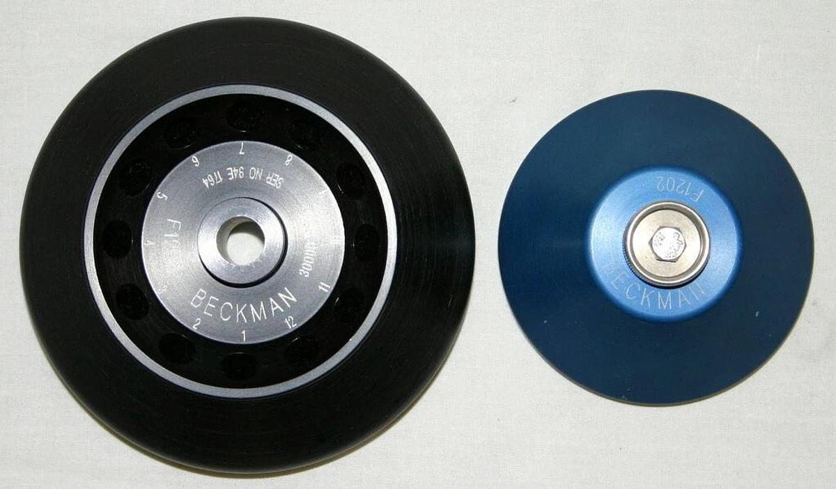 Used BECKMAN FIXED-ANGLE ALUMINUM ROTOR, MODEL F1202, 12x2.0 ML