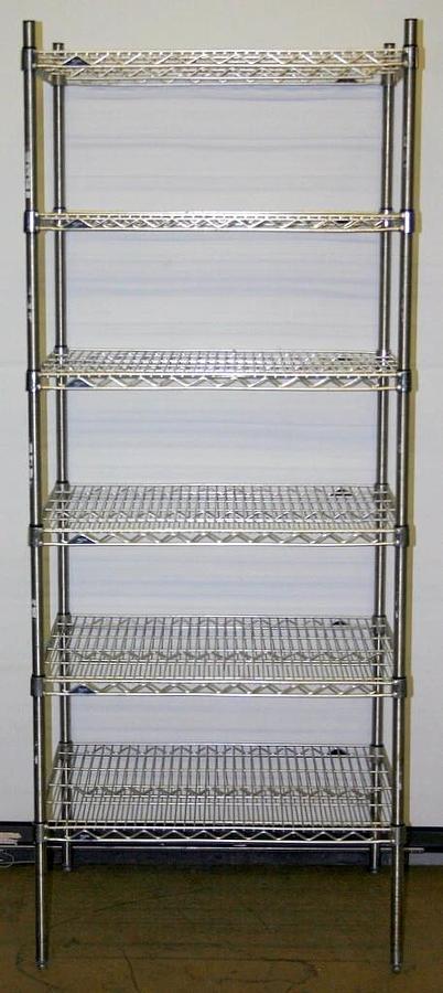 METRO SUPER ERECTA 6 SHELF STAINLESS SHELVING RACK,30Lx24Wx74H, MODEL 2430-56NS