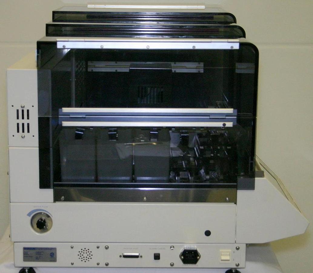 Used SHANDON MULTI-PROGRAM ROBOTIC SLIDE STAINER, MODEL VARISTAIN XY