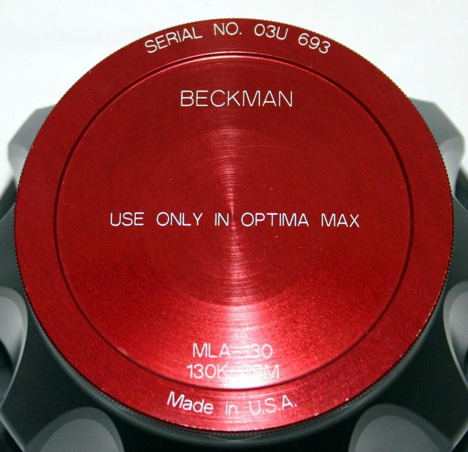BECKMAN ULTRACENTRIFUGE FIXED ANGLE TITANIUM ROTOR, MODEL MLA-130, 10 x 2.0ML