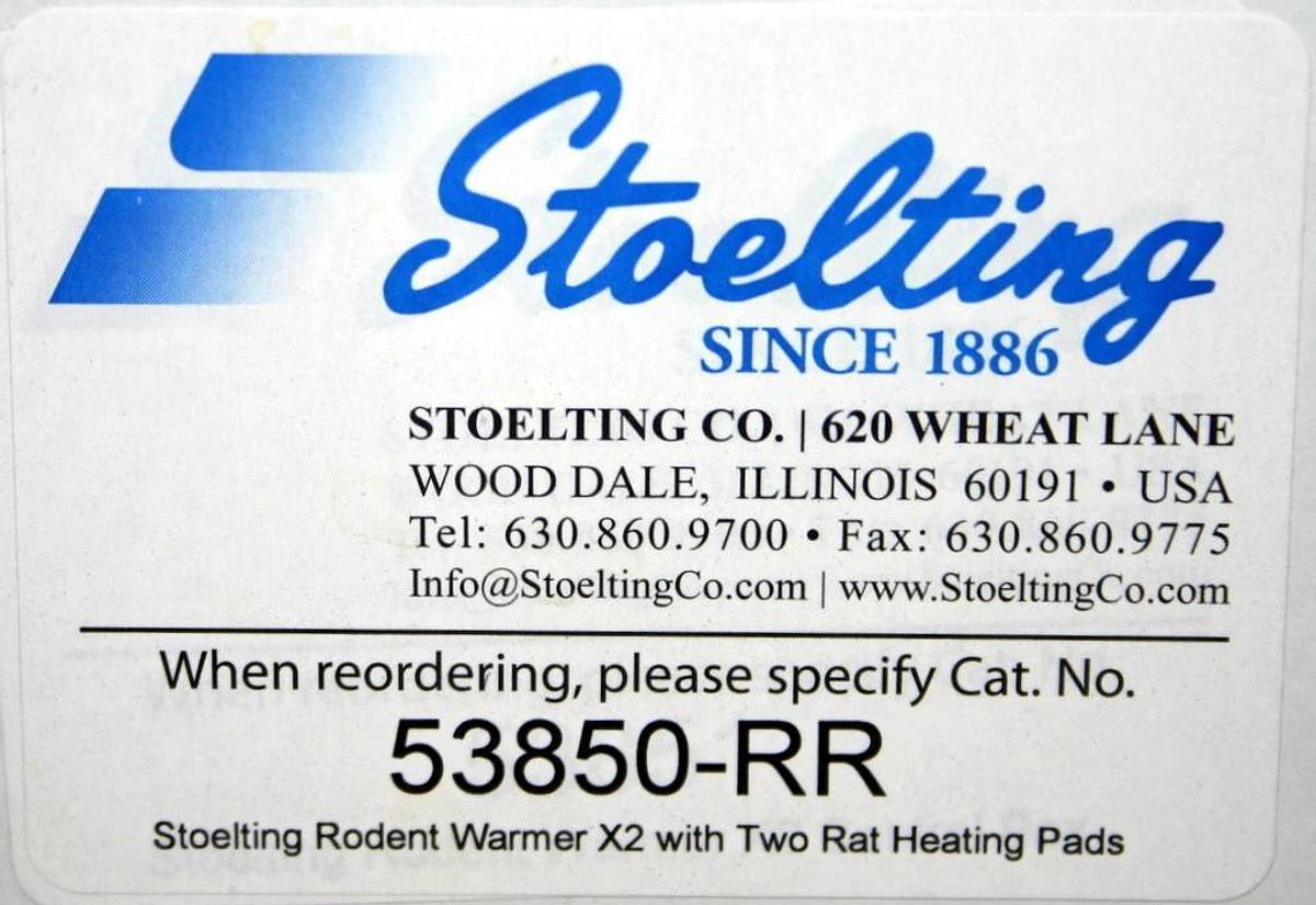 Used STOELTING RODENT WARMER X2 WITH TWO HEATING PADS, MODEL 53850-RR, NEW IN THE BOX