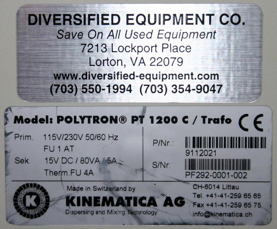 Used KINEMATICA POLYTRON PT 1200 C HANDHELD HOMOGENIZER WITH PT-DA 1205/2EC HEAD