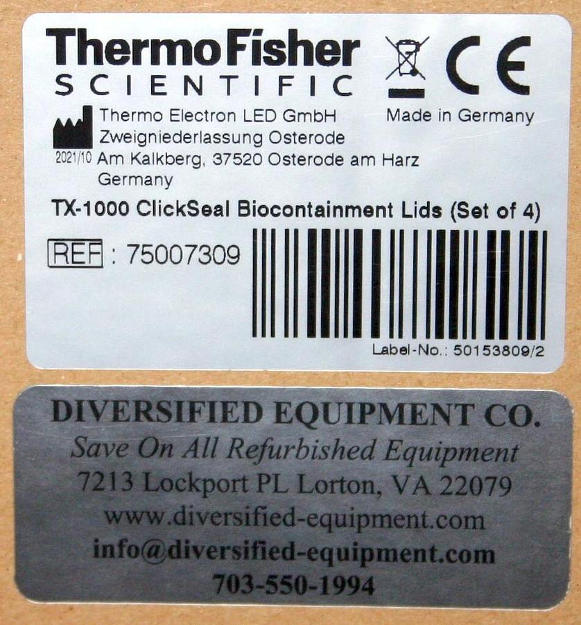 Used THERMO SCIENTIFIC FISHER TX-1000 CLICKSEAL BIOCONTAINMENT LID, MODEL 75007309