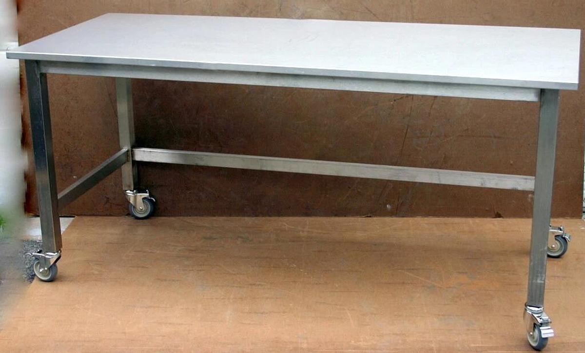 Used METRO, ULINE STAINLESS STEEL MOBILE LAB CLEANROOM TABLE C FRAME, 72L X 30W X 34H