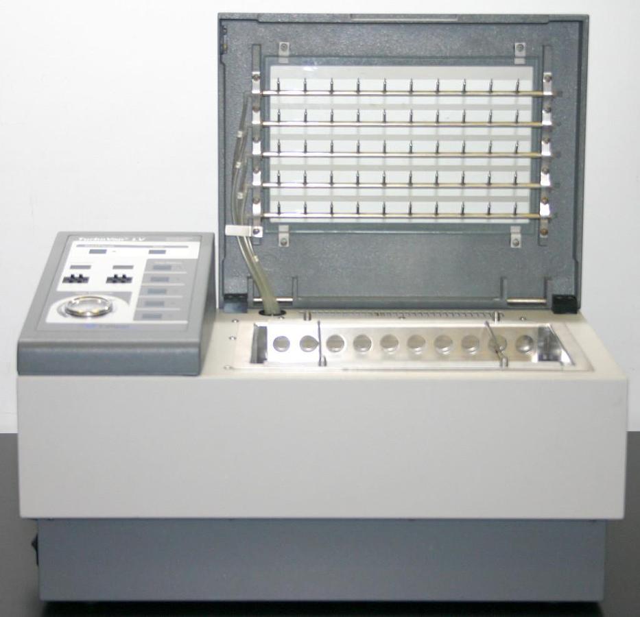 Used CALIPER LIFESCIENCES TURBOVAP LV EVAPORATOR CONCENTRATION WORKSTATION WITH 16 x 100mm RACK
