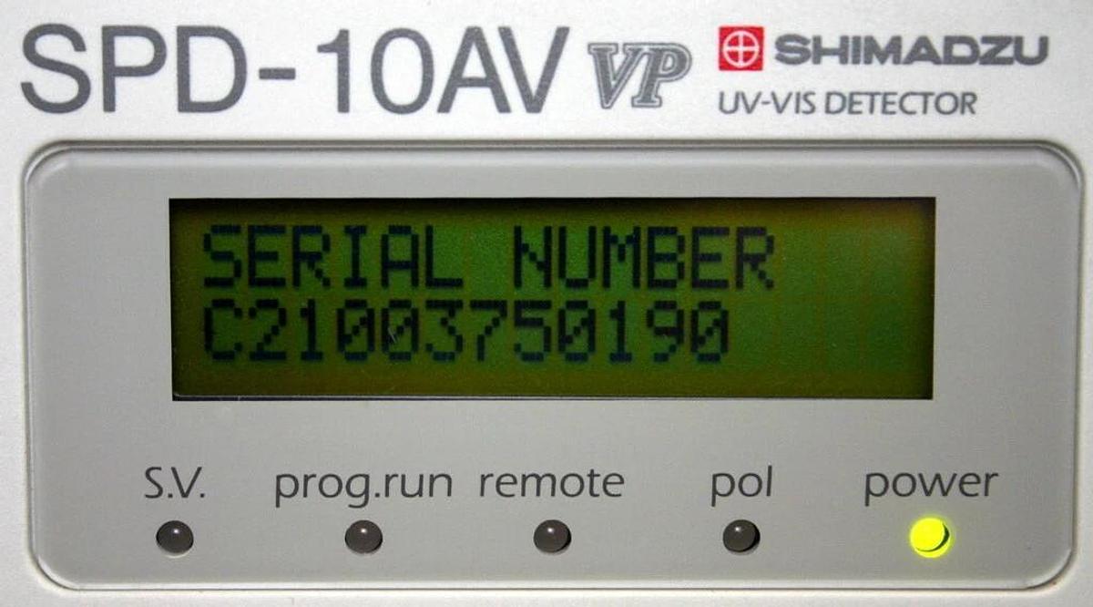 Used SHIMADZU UV-VIS DETECTOR, MODEL SPD-10AV VP